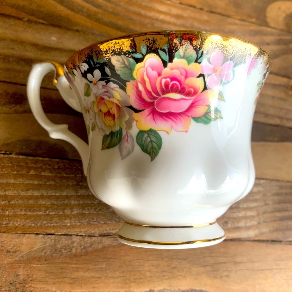 Royal Albert “Concerto” Bone China teacup and saucer set.